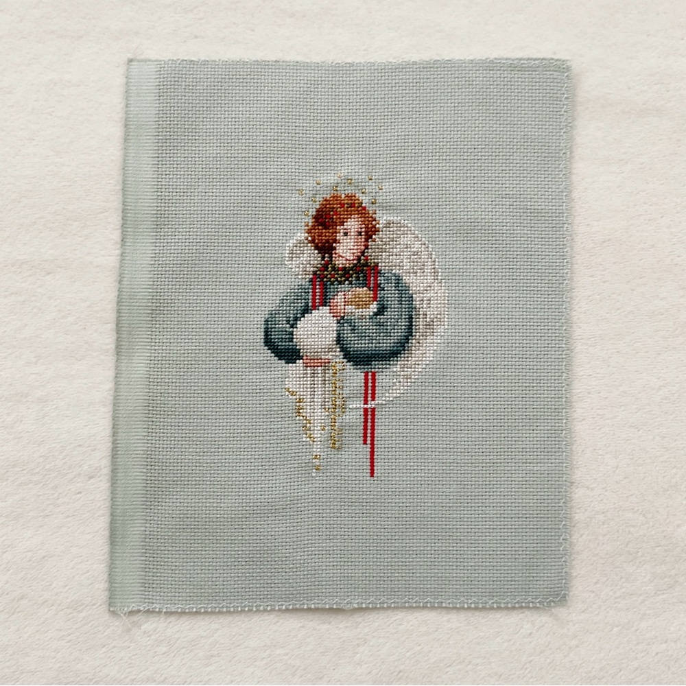 Told in a Garden 1990 Christmas Angel Finished Cross Stitch Unframed